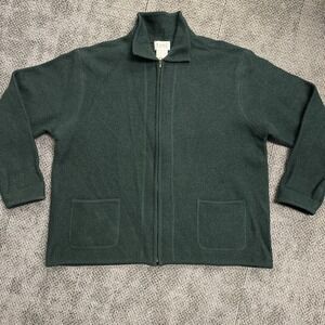 Tabi International Wool Zip Sweater Mens L Green Full Zip Jacket